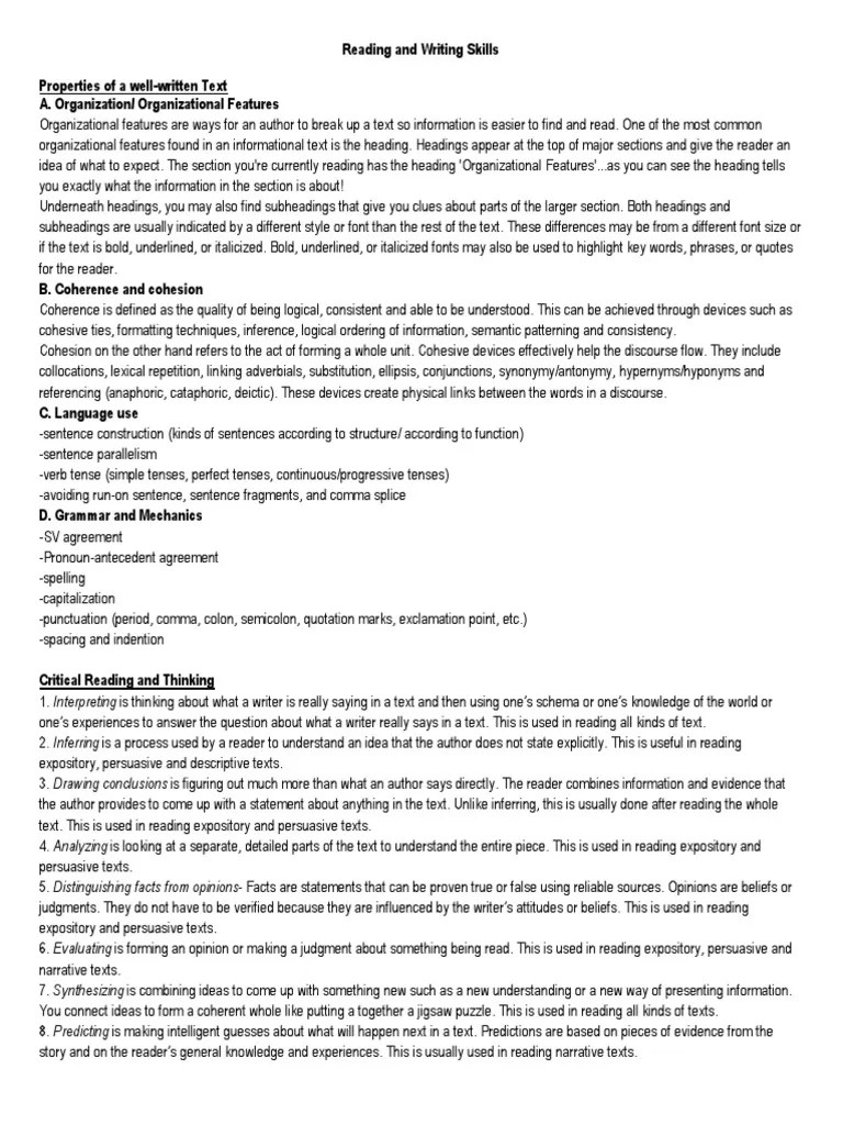 Reading And Writing Skills | Download Free PDF | Opinion | Comma