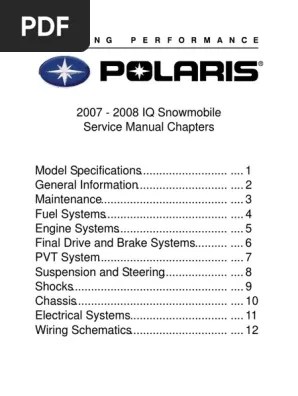 2007 Polaris 600 Ho Iq Lx Cfi Snowmobile Service Repair