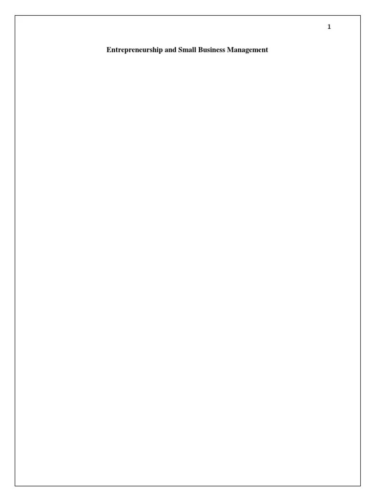 Entrepreneurship And Small Business Management | PDF | Small Business | Entrepreneurship