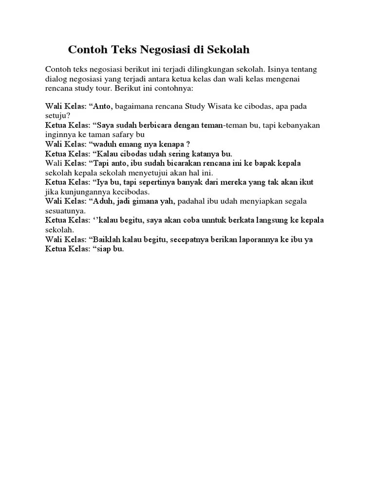 Struktur teks negosiasi terdiri dari tujuh komponen, yakni orientasi, permintaan, pemenuhan, penawaran, persetujuan, pembelian dan penutup. Teks Negosiasi 1 Pdf