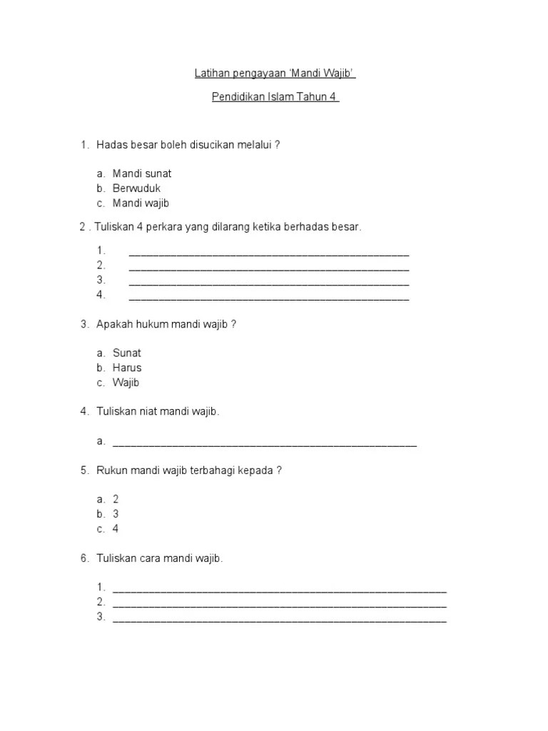 Soalan Mandi Wajib | PDF