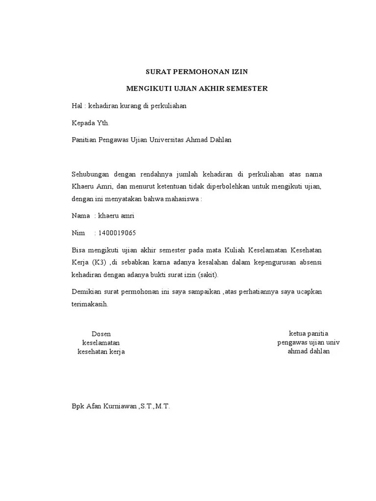 Universitas andalas di limau manis. Surat Permohonan Izin Ujian Akhir Pdf