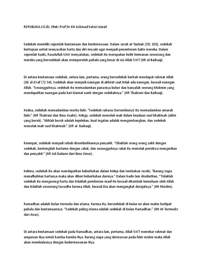 5 Keutamaan Sedekah | PDF