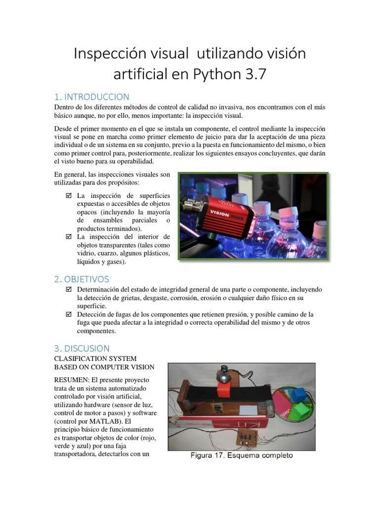 Inspección Visual Utilizando Visión Artificial En Python 3 | PDF | Python (lenguaje De ...