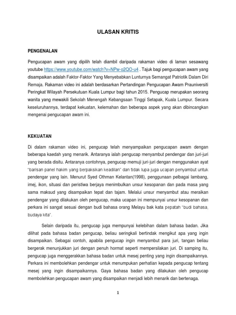 Contoh teks pengucapan awam dalam bentuk ceramah. Ulasan Kritis Pengucapan Awam Elektif Ipg Pdf