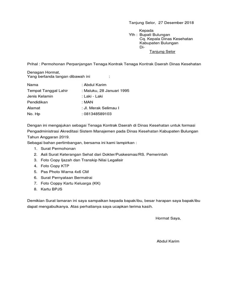 Contoh surat perjanjian kerja kontrak. Surat Lamaran Pdf