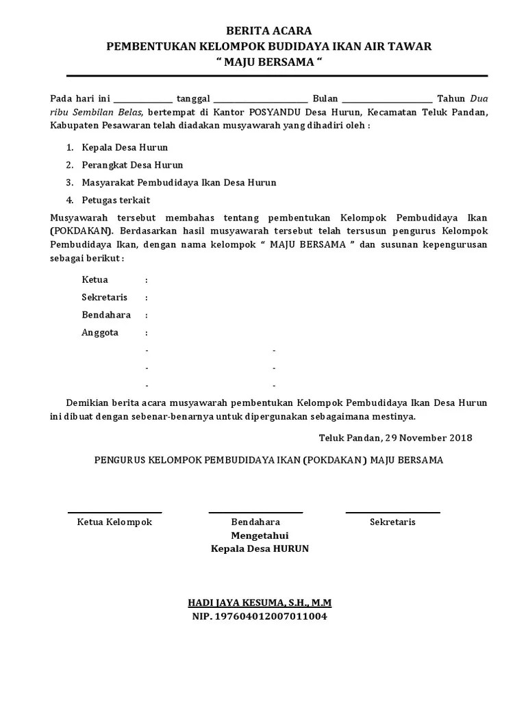 Berita Acara Pokdakan | PDF