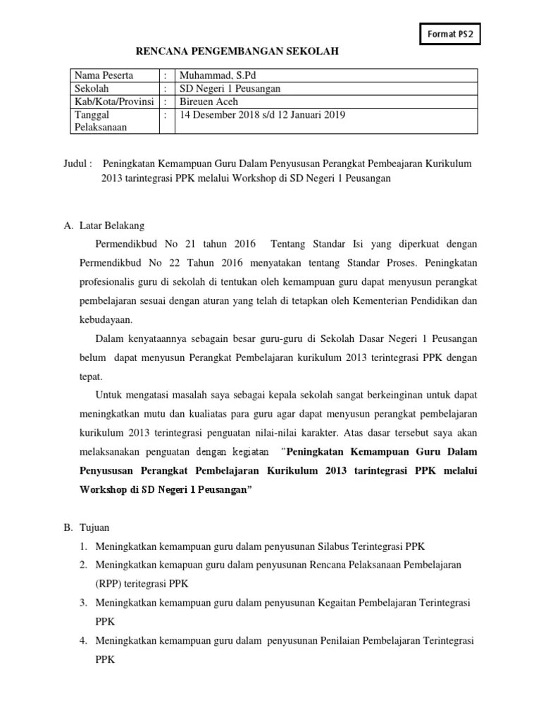 Form Ps2 Psrencana Pengembangan Sekolah Baharuddin Siap Print | PDF