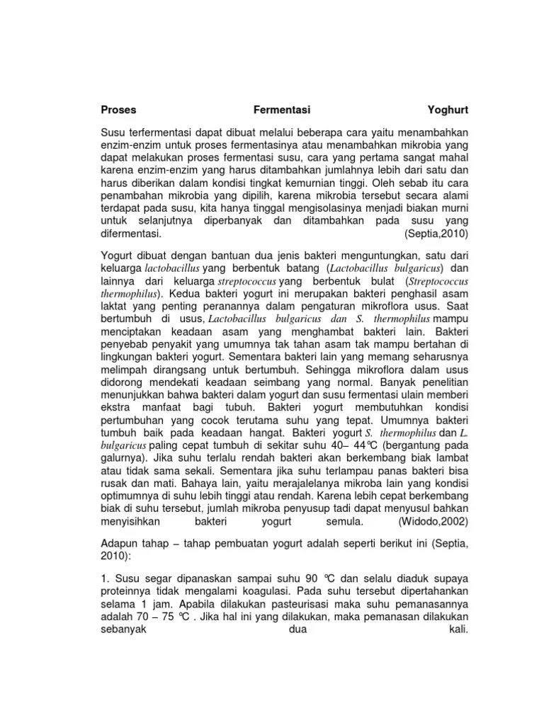 Proses Fermentasi Yoghurt Bu Herni | PDF