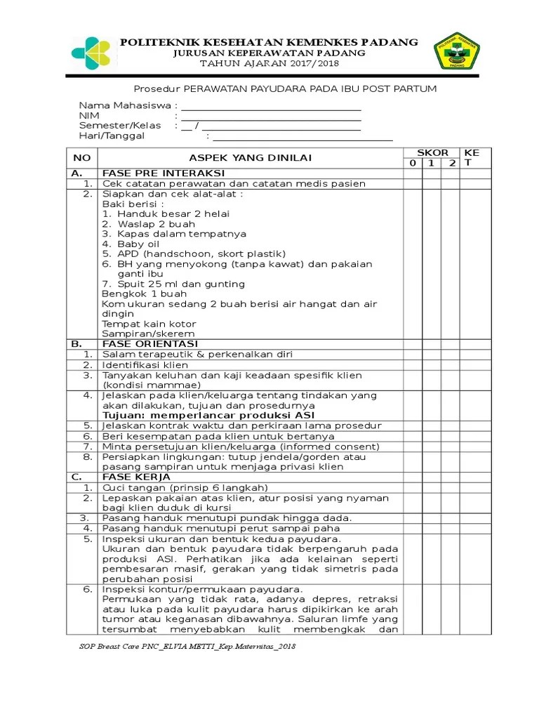 Sop Breast Care Pnc 1 Pdf