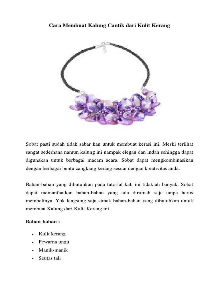 Cara Membuat Kalung Cantik Dari Kulit Kerang | PDF