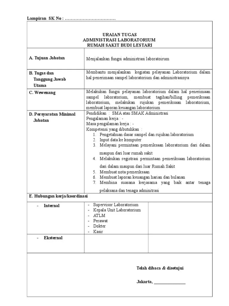 Tugas administrasi di rumah sakit. Administrasi Laboratorium Pdf