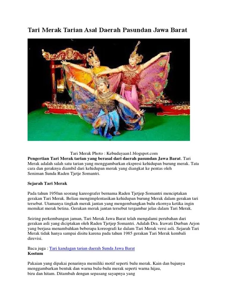 Tari Merak Berasal Dari