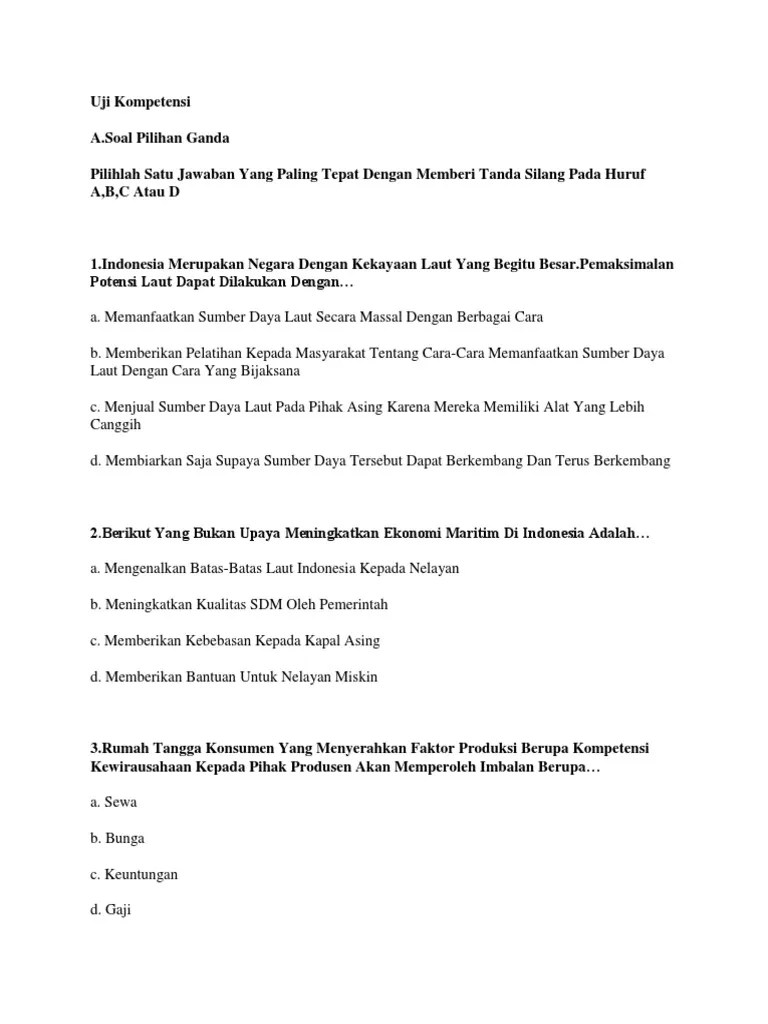 Uji Kompetensi Ekonomi Maritim k13 | PDF