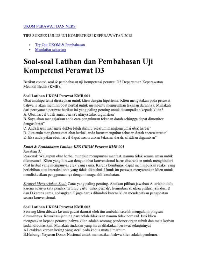 This document was uploaded by user and they . Ukom Perawat Dan Ners Pdf