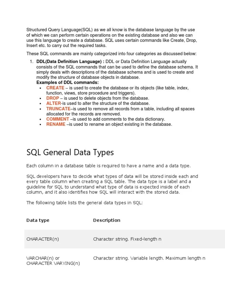 Structured Query Language | PDF | Data Management Software | Databases