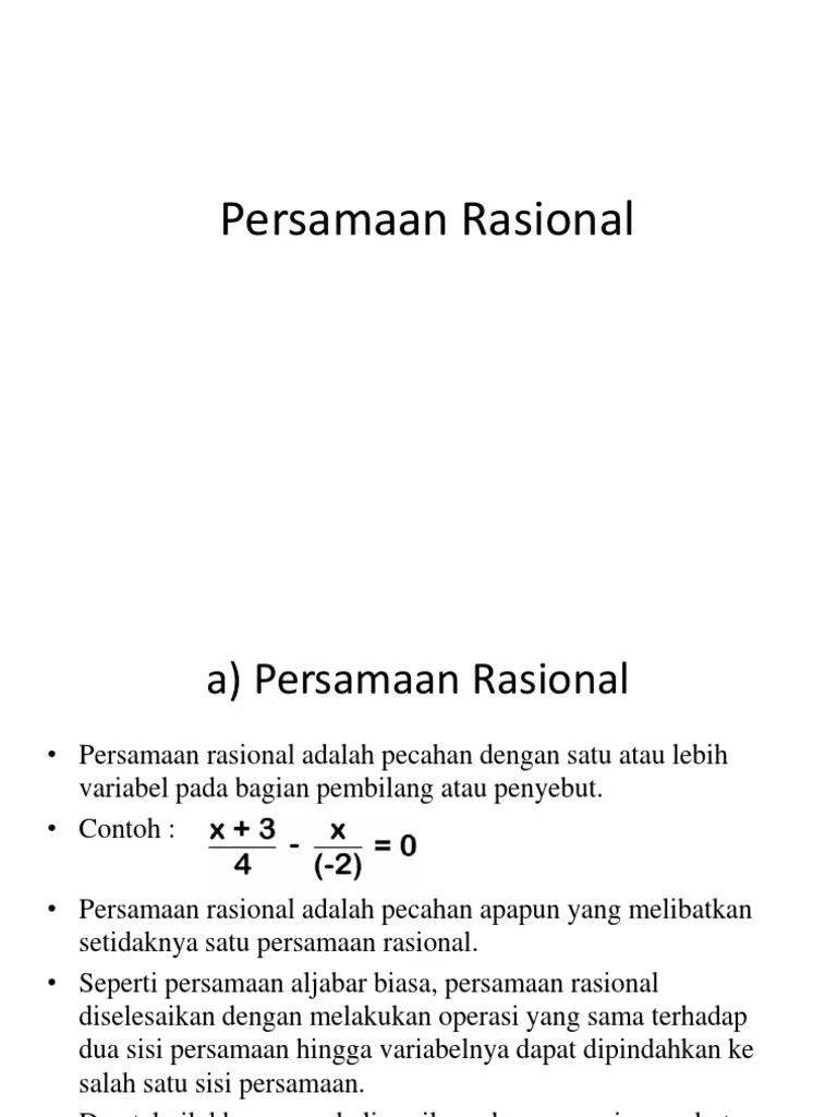 Apa yang dimaksud persamaan rasional? Persamaan Rasional Pdf