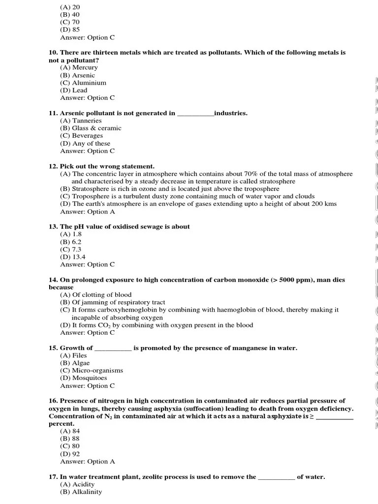 Environmental Engineering MCQs PDF | PDF | Atmosphere Of Earth | Exhaust Gas