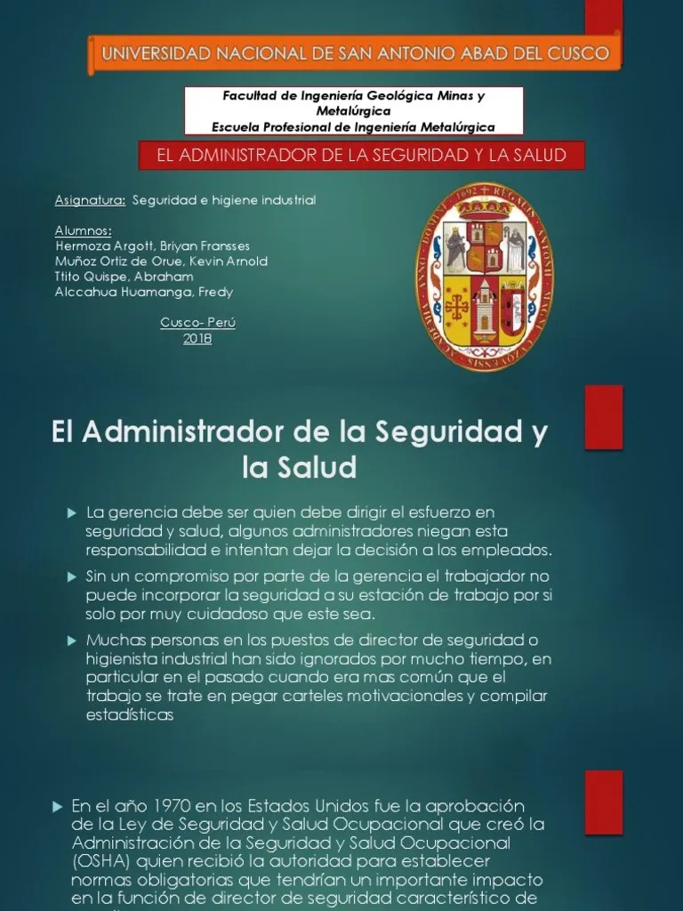 Seguridad Y Salud Ocupacional | PDF | Administración De Seguridad Y Salud Ocupacional | Bienestar