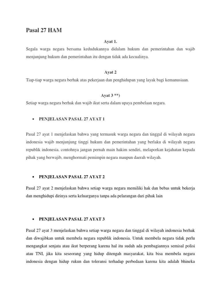 2. Sebutkan Bunyi Pasal 27 Ayat (1) Uud 1945