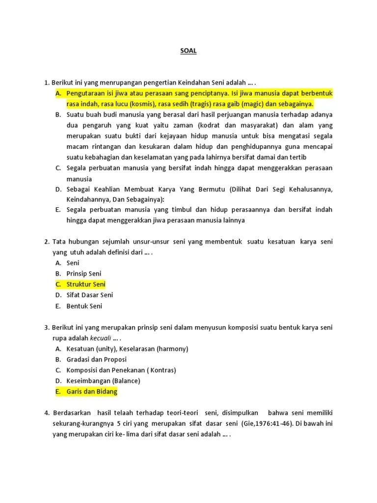 Kisi Kisi Usbn SMK Seni Budaya k2013 | PDF