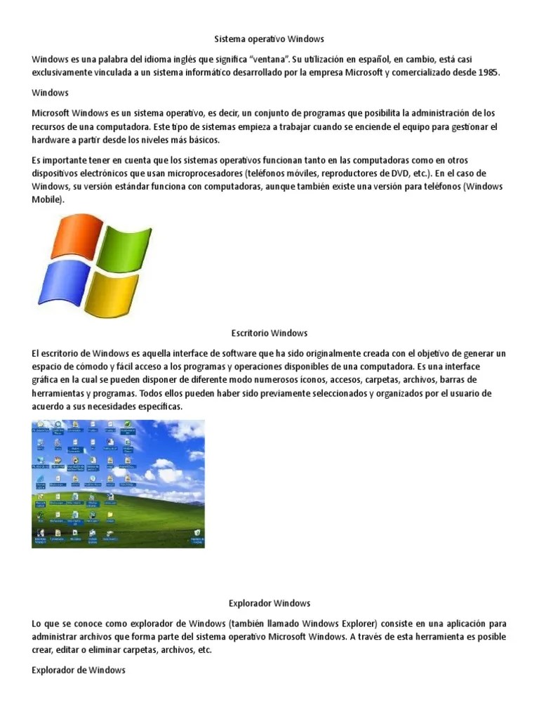 Sistema Operativo Windows | PDF | Microsoft Windows | Sistema Operativo