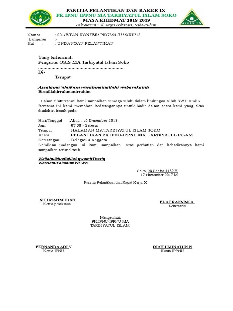 Undangan Pelantikan Osis | PDF