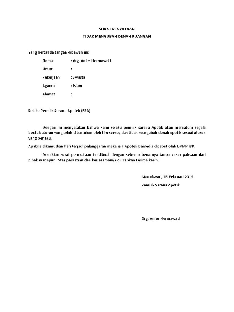 Surat Penyataan Tidak Merubah Denah | PDF