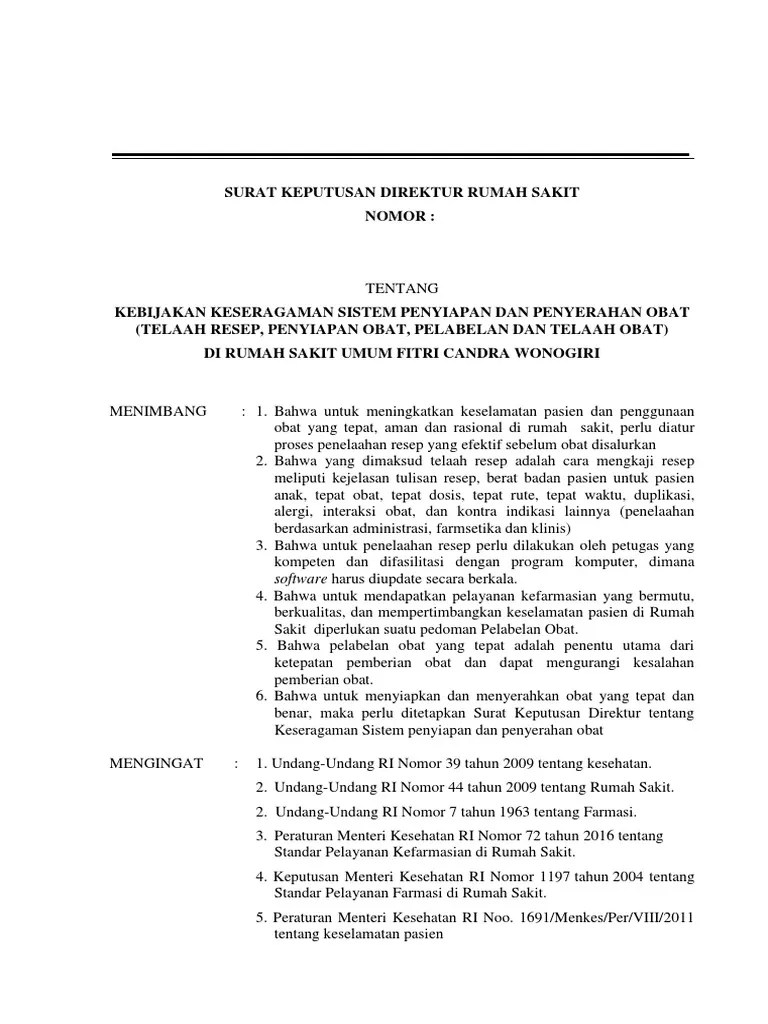 Kebijakan Penyiapan Dan Penyerahan Obat | PDF