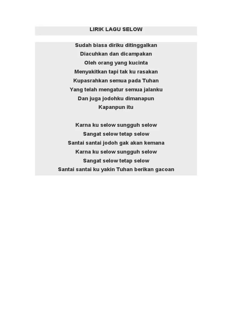 Lirik Lagu Selow | PDF