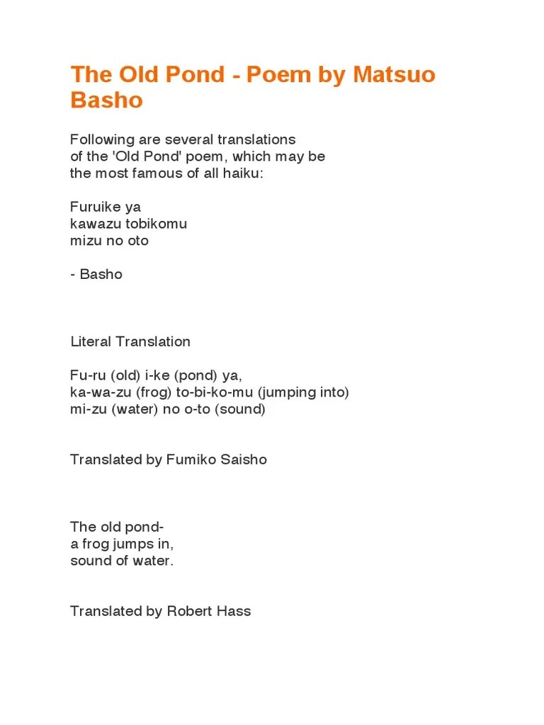 Matsuo Basho Haiku Poems | PDF