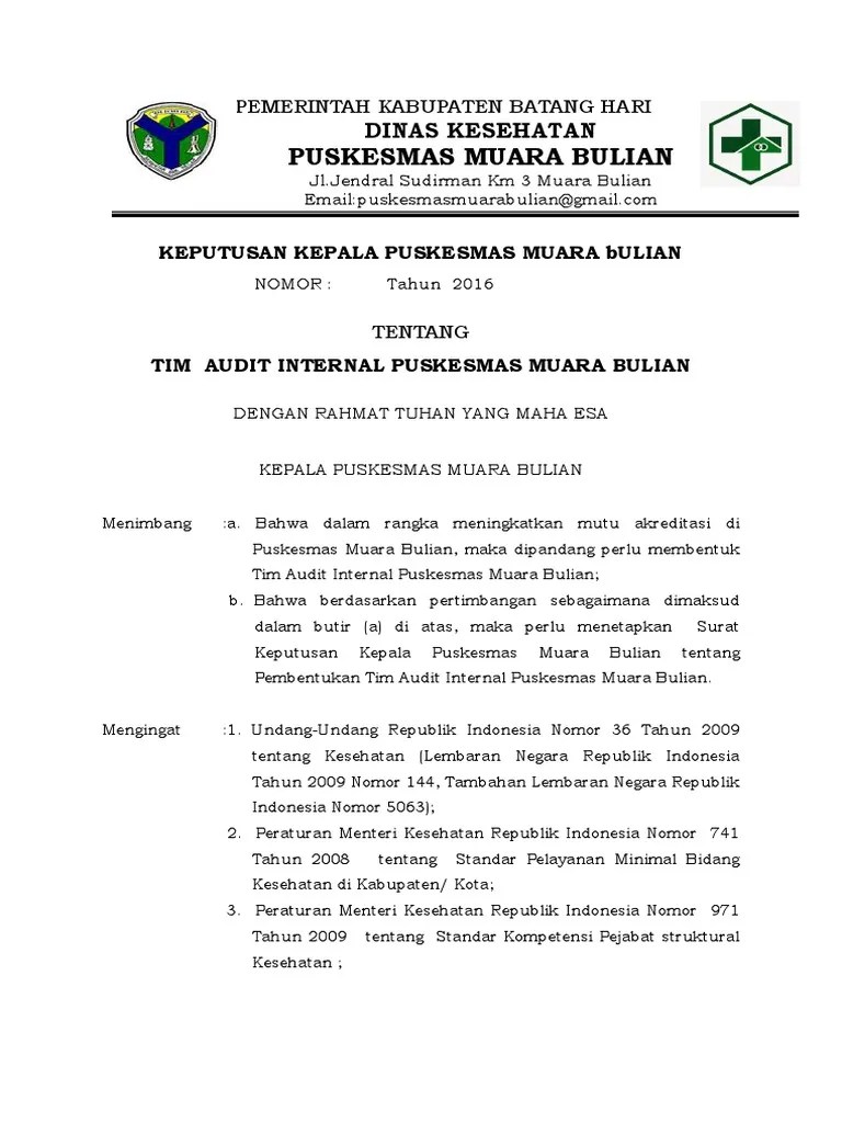 Ketika menjalankan tugas audit, seringkali auditor mendapatkan beberapa temuan. Contoh Sk Tim Audit Internal Puskesmas Bagikan Contoh