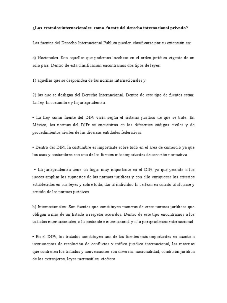 Tratados Internacionales Como Fuente Del Derecho Internacional Privado ...