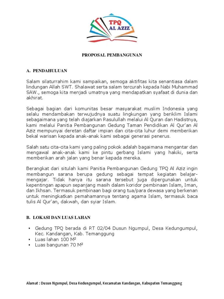 Proposal Pembangunan TPQ Al Aziz | PDF
