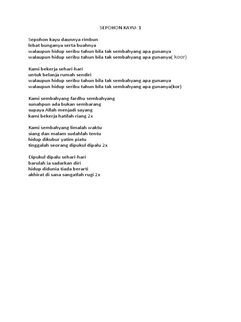 Lagu Perpisahan MI - sepohon kayu