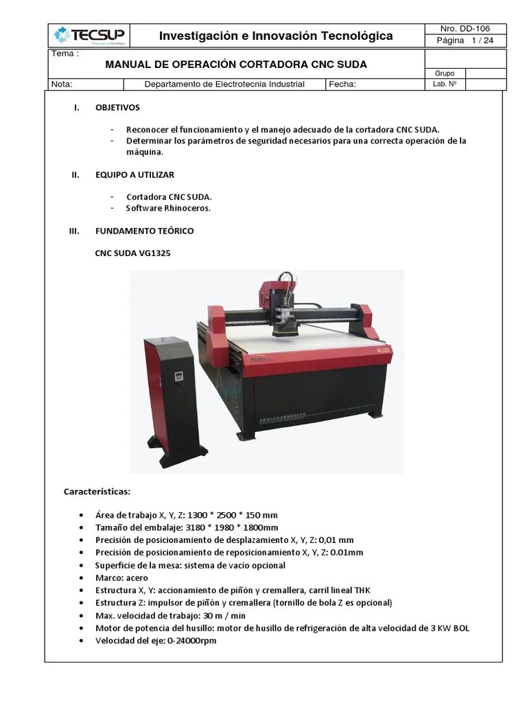 Manual De Operacion CNC | PDF | Control Numerico | Engranaje