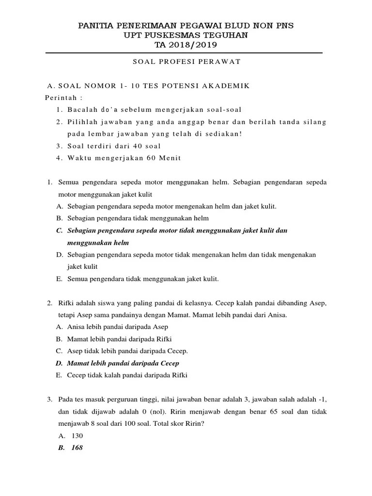 Itulah berbagi kumpulan data terkait contoh soal tes masuk rumah . Fix Soal Perawat Blud Pkm Teguhan Pdf