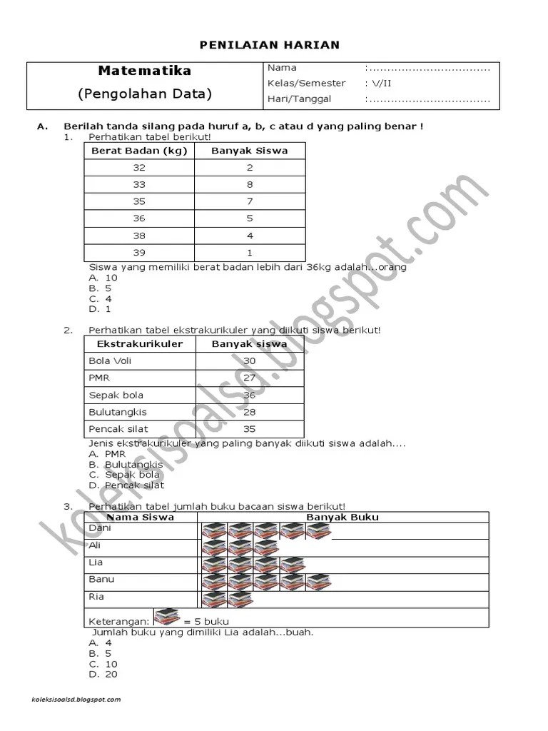 Perhatikan diagram di bawah ini untuk menjawab soal nomor 8 dan 9! Soal Kelas 5 Pengelolaan Data Pdf