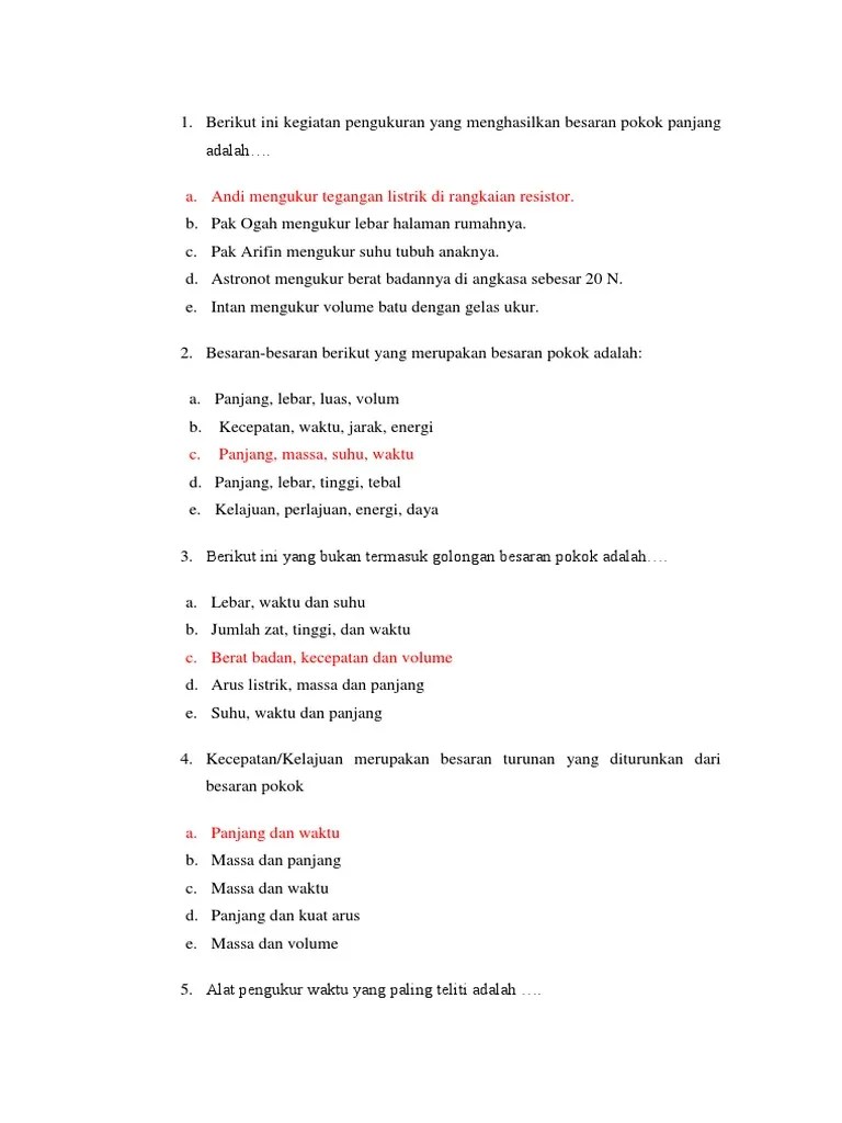 Berikut Ini Kegiatan Pengukuran Yang Menghasilkan Besaran Pokok Panjang  Adalah | PDF