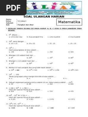 Soal Ulangan Bilangan Pangkat 2 Kls 5 Jawabanku Id Berikut adalah rangkuman dan soal yang sudah Bobo buatkan untukmu.