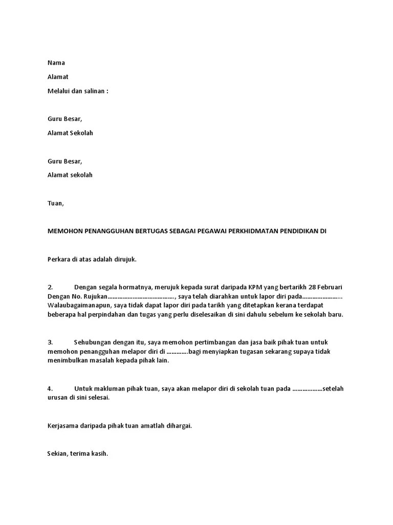 16 contoh surat permohonan kerja amanah ikhtiar kumpulan contoh surat . Contoh Surat Lapor Diri Bertugas Letter 7saudara Com