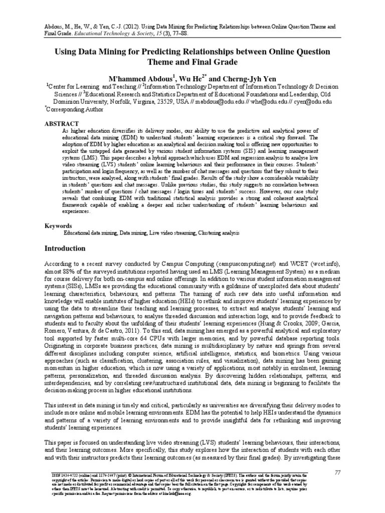 Using Data Mining For Predicting Relationships Between Online Question ...