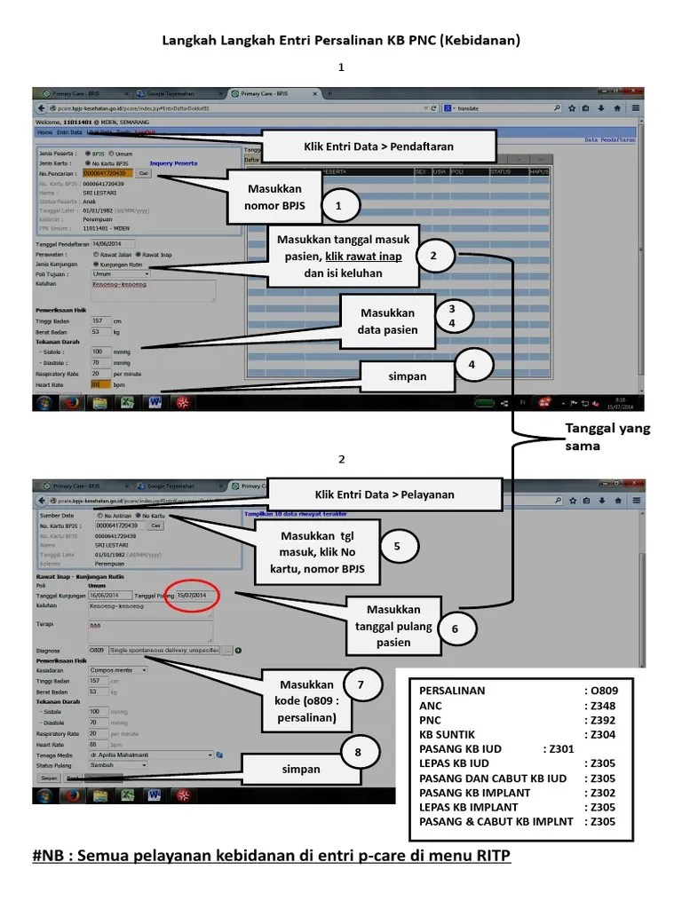 Langkah2 Entri Persalinan Di Pcare | PDF