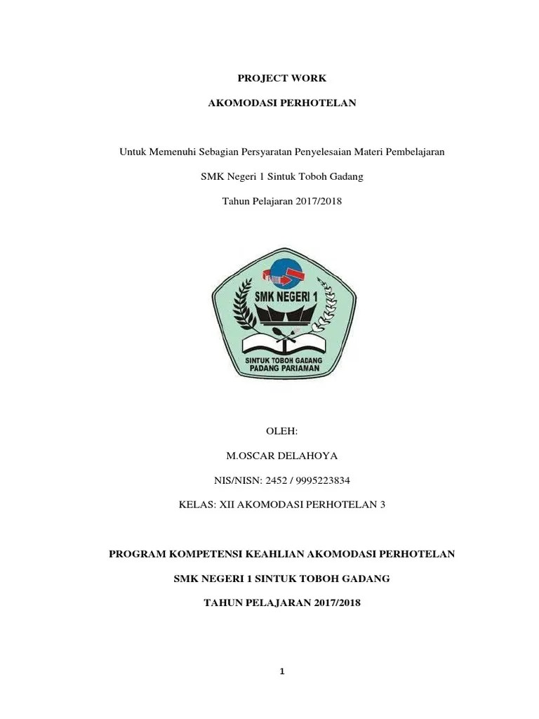 Laporan kinerja dosen (lkd) adalah merupakan gambaran. Project Work Perhotelan Smk Pdf Pdf