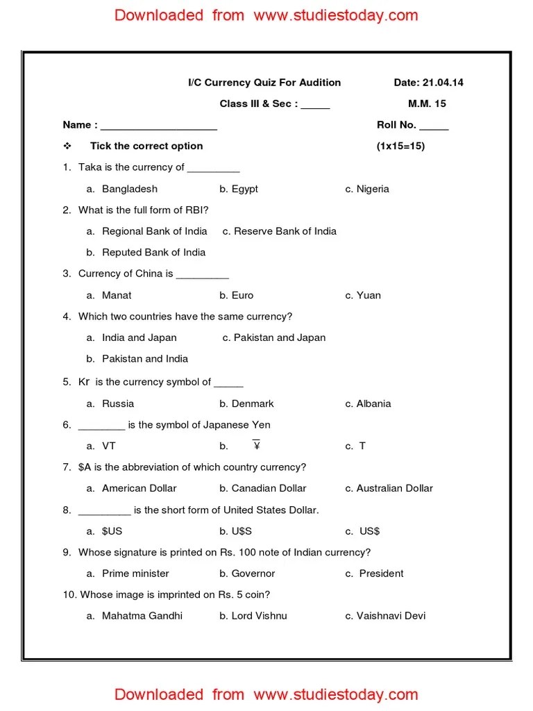 Cbse class 3 gk practice worksheet