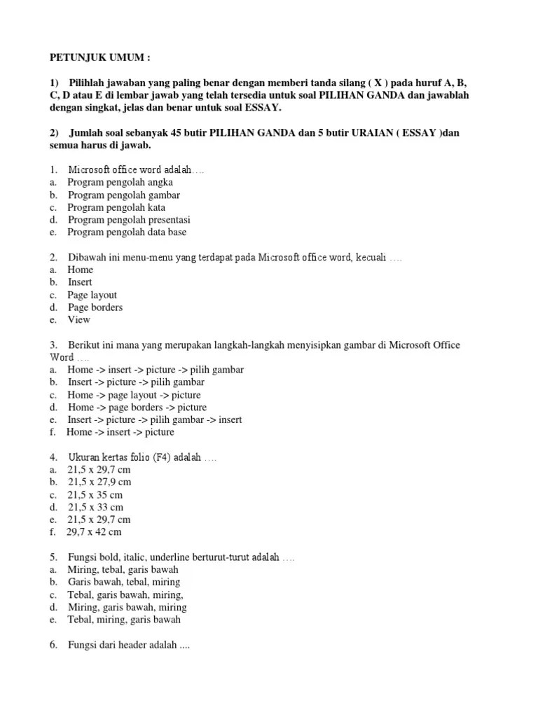 Soal Essay Simulasi Digital Dan Jawaban Semester 2 Pencari Jawaban 