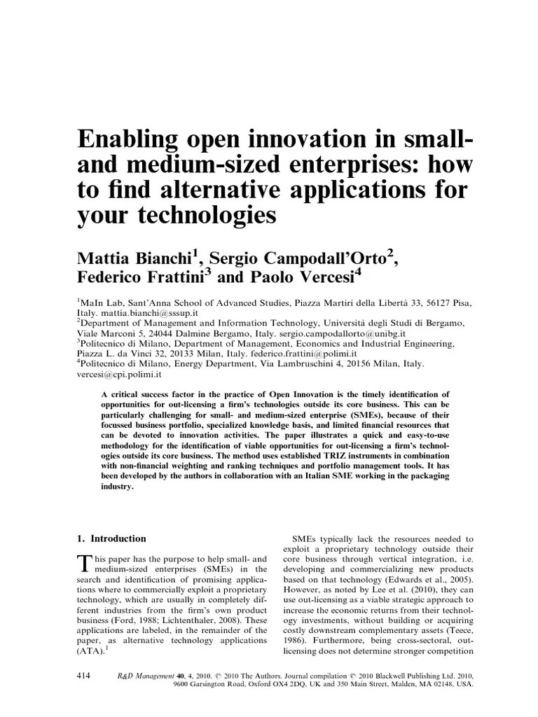 Enabling Open Innovation In Small - And Medium-Sized En | PDF ...