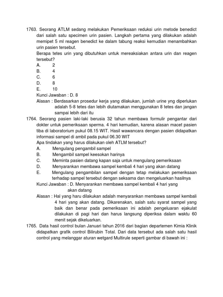 Contoh soal kimia klinik kasus. Musdalifah Soal Ukom Pdf