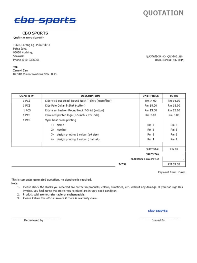 Kali ajah ada yg butuh. Contoh Format Quotation Pdf Business