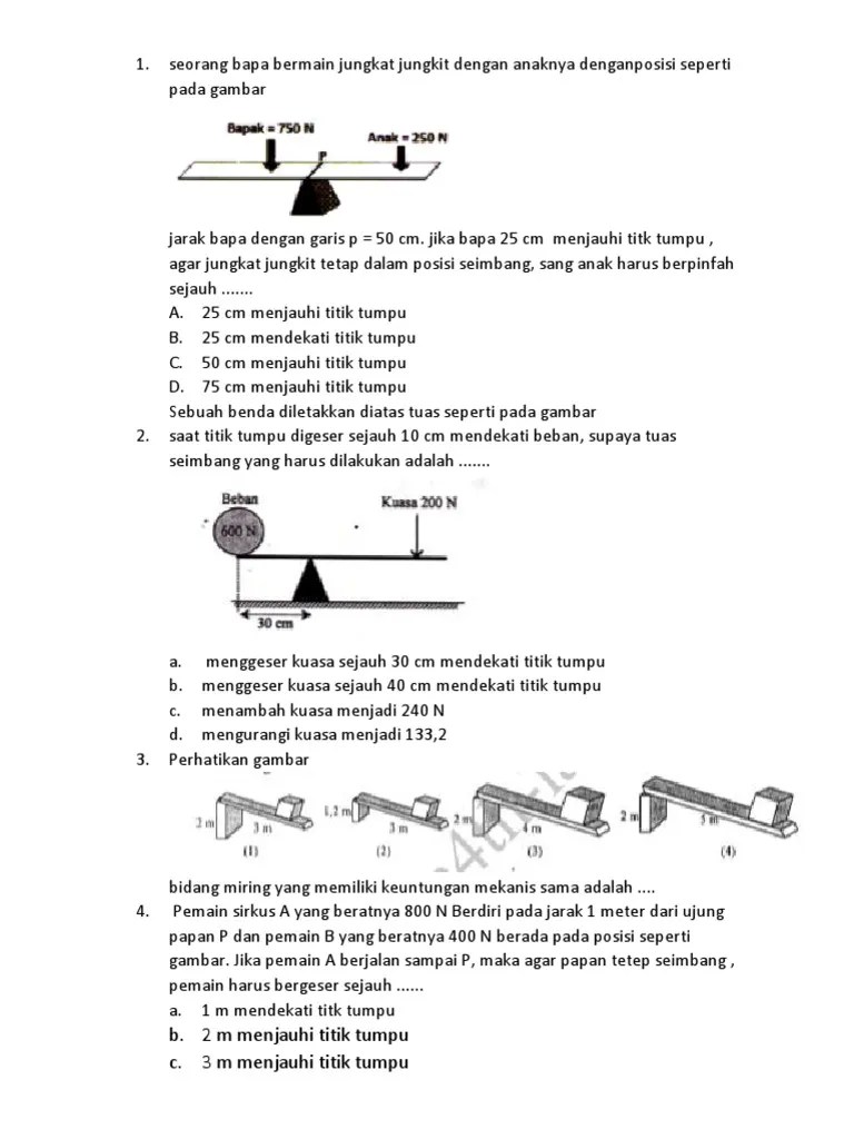 Latihan Soal Pesawat Sederhana | PDF
